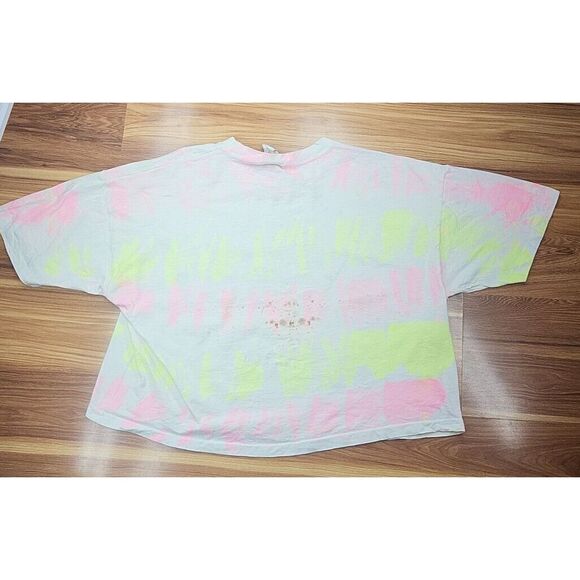 Vintage Signal Mega Tee Cropped Tie Dye Shirt Women's Neon Pink Yellow Crazy 90s - Picture 8 of 10